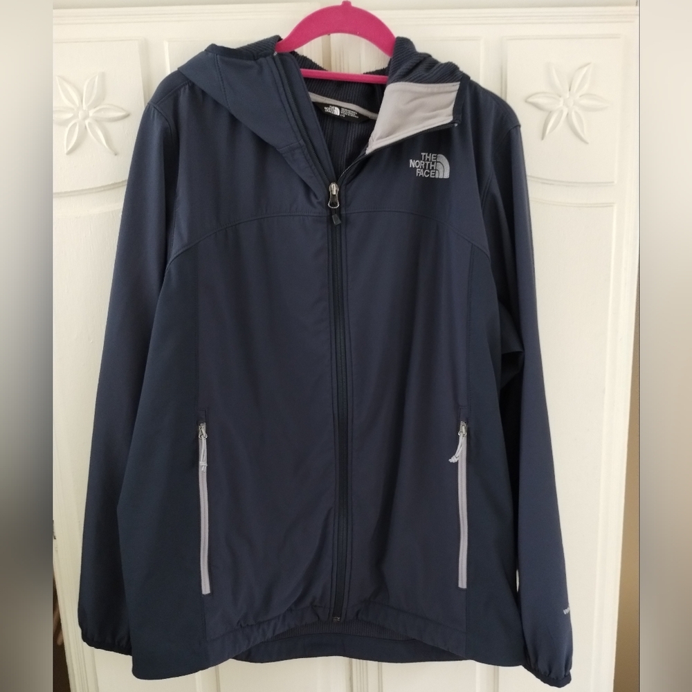 The North Face Navy Windwall Hooded Softshell Jacket Large